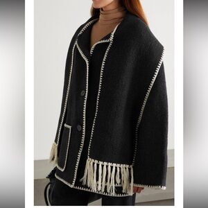 TOTEME Draped Fringed Wool-blend Jacket Size 34 (XS)